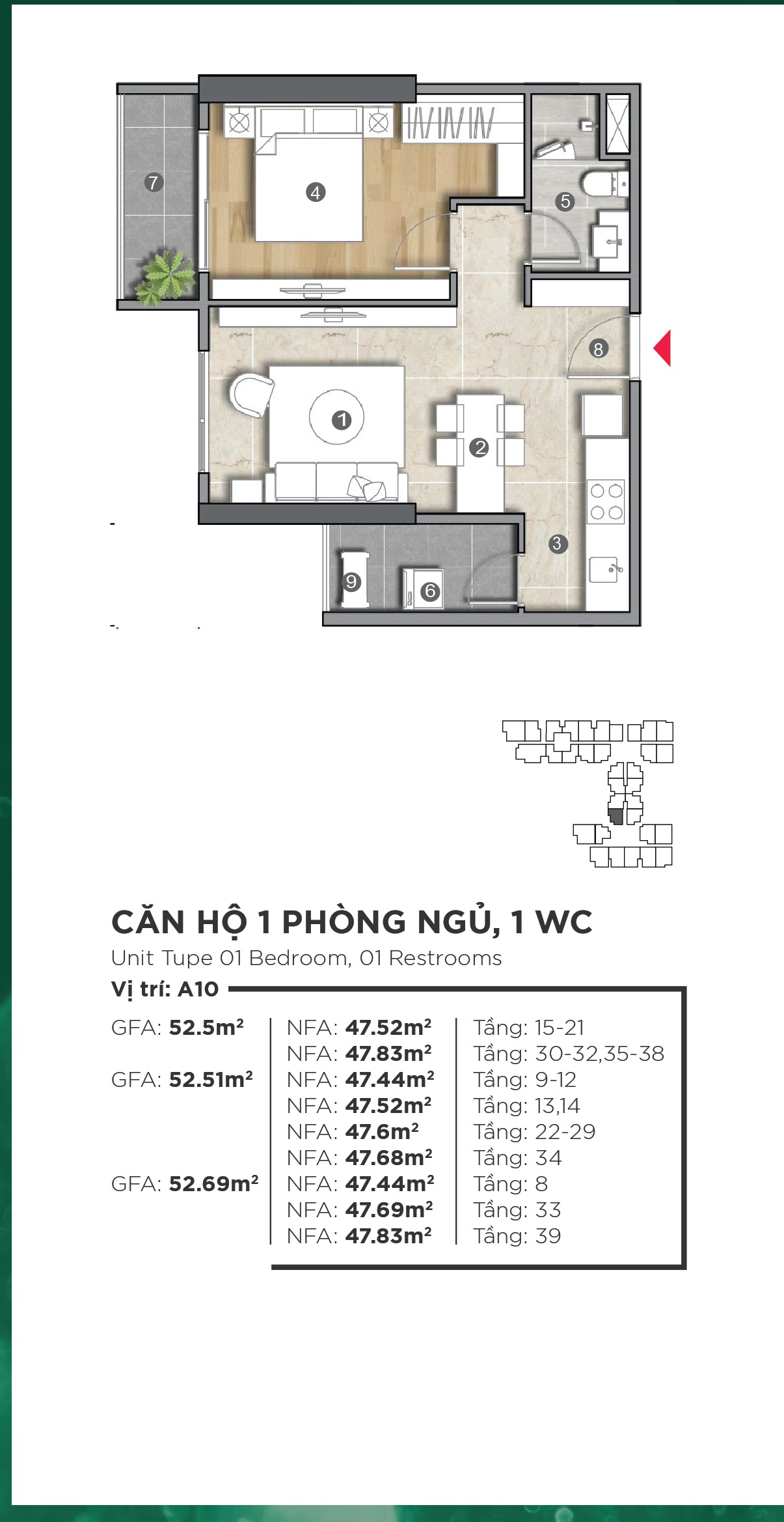Emerald Golf View 1 bedroom nice view for foreigner THE EMERALD GOLF